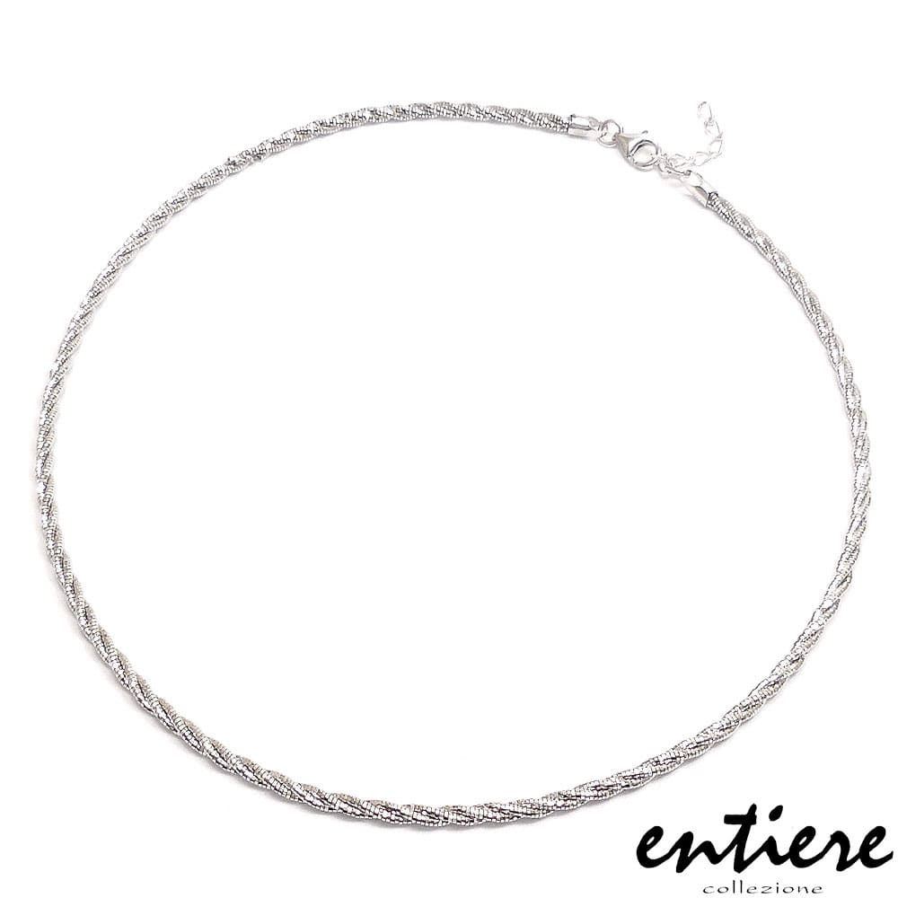 entiere アンティエーレ オメガネックレス スパイラル 42cm＋3cm レディース シルバー925 ロジウムメッキ イタリア製
