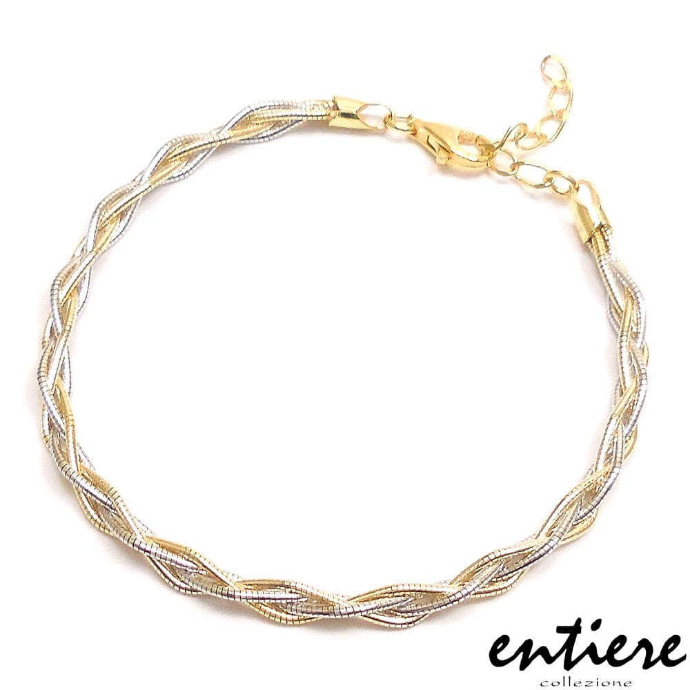 entiere アンティエーレ ブレスレット クロス 18cm＋3cm レディース シルバー925 18金・ロジウムメッキ イタリア製