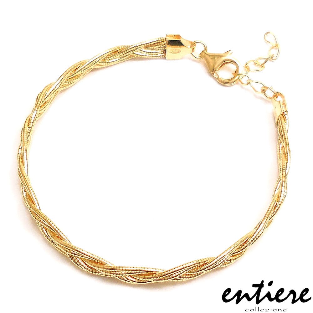 entiere アンティエーレ ブレスレット ブレイド 18cm＋3cm レディース シルバー925 18金メッキ イタリア製