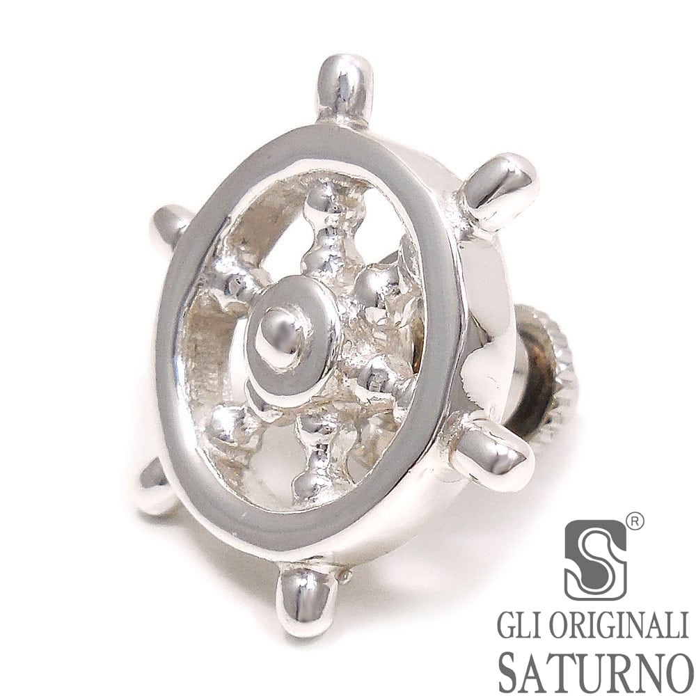 SATURNO サツルノ ピンブローチ ラペルピン 舵輪 ラダー シルバー925 イタリア製 メンズ レディース