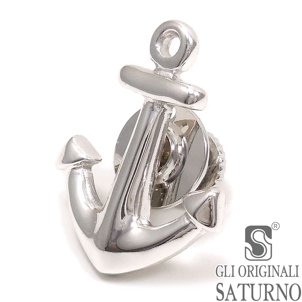 SATURNO サツルノ ピンブローチ ラペルピン 錨 アンカー シルバー925 イタリア製 メンズ レディース