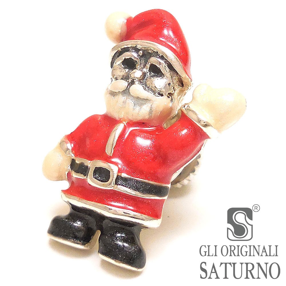 SATURNO サツルノ ピンブローチ ラペルピン サンタクロース シルバー925 エナメル彩色 イタリア製 メンズ レディース