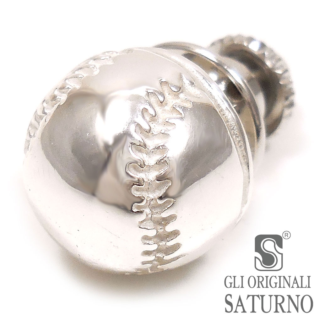 SATURNO サツルノ ピンブローチ ラペルピン 野球ボール シルバー925 イタリア製 メンズ レディース
