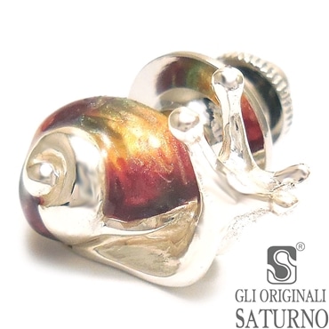 SATURNO サツルノ ピンブローチ ラペルピン カタツムリ レインボー エナメル彩色 シルバー925 メンズ レディース