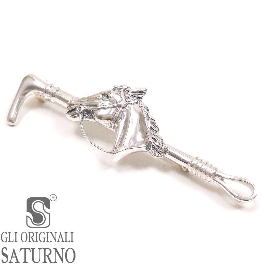 SATURNO サツルノ ブローチ 馬 乗馬鞭 シルバー925 イタリア製 メンズ レディース