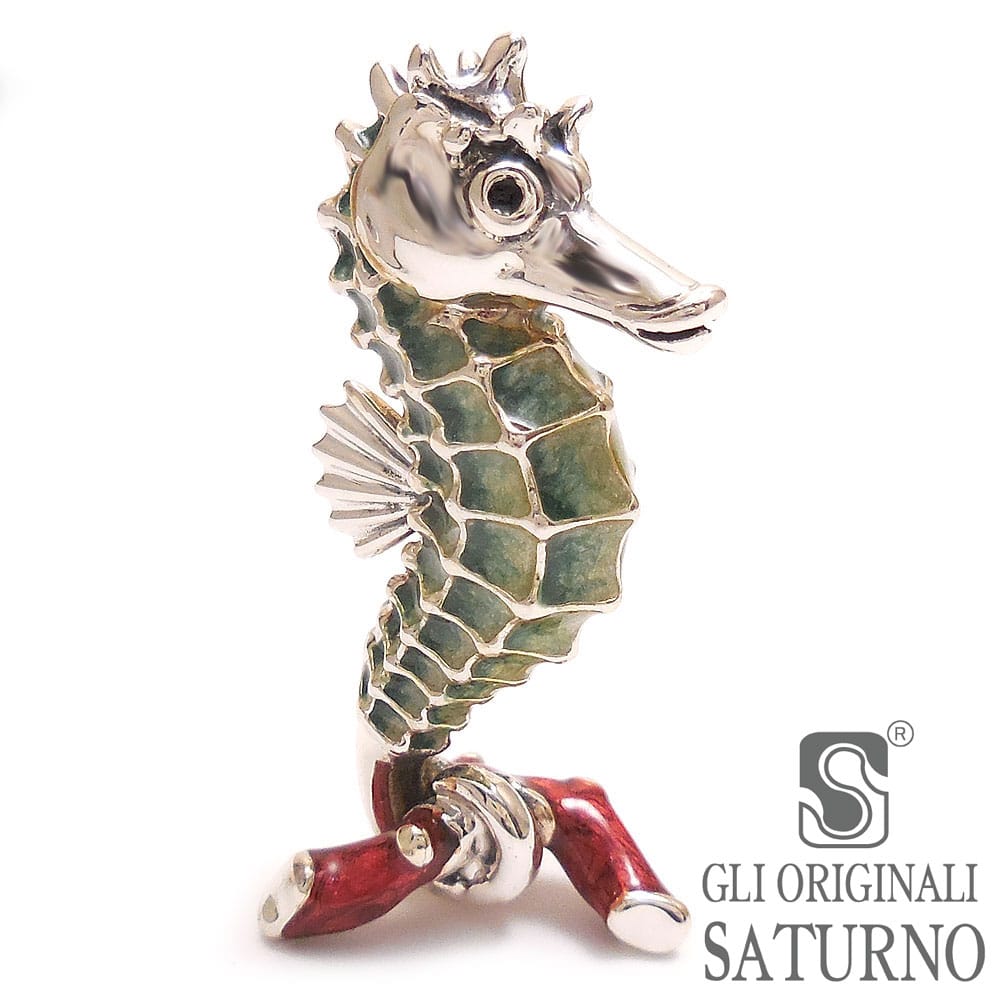 SATURNO サツルノ 置き物 オブジェ シルバー925 タツノオトシゴ 小 エナメル彩色 イタリア製