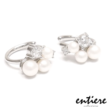 entiere アンティエーレ イヤーカフ イヤカフ 両耳用 淡水パール キュービックジルコニア シルバー925 ロジウムメッキ レディース