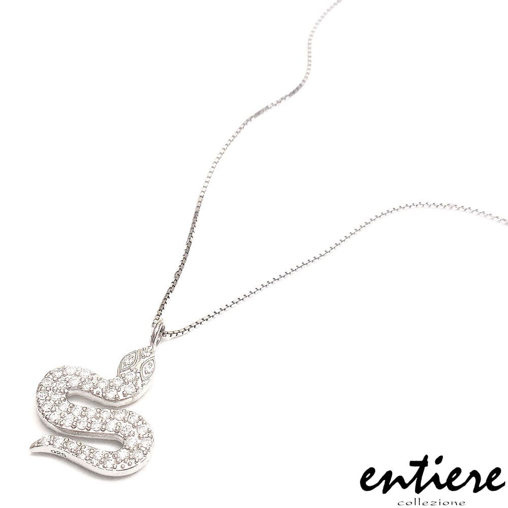 entiere アンティエーレ ペンダント ネックレス ヘビ 蛇 スネーク シルバー925 ロジウムメッキ キュービックジルコニア レディース
