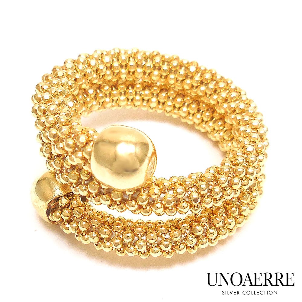 UNOAERRE ウノアエレ リング グリッターデザイン 15号 シルバー925 18金メッキ レディース