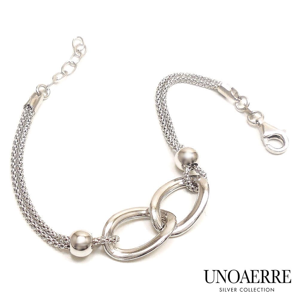 UNOAERRE ウノアエレ ブレスレット 2連メッシュチェーン シルバー925 ロジウムメッキ レディース