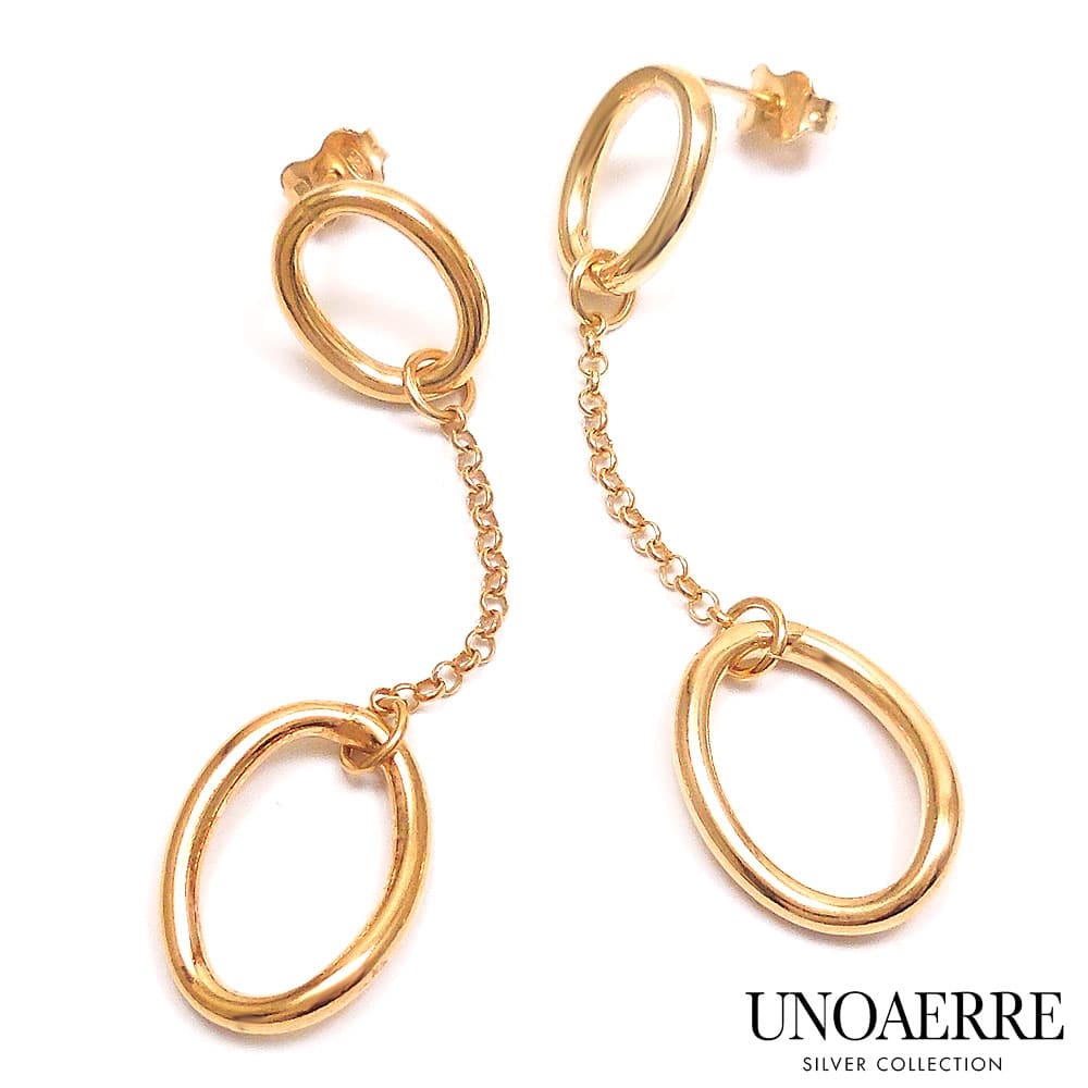 UNOAERRE ウノアエレ ピアス ダングル シルバー925 18金メッキ レディース