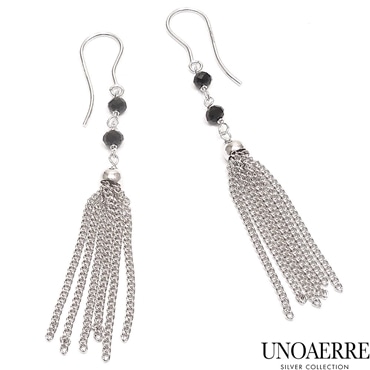 UNOAERRE ウノアエレ ピアス チェーンダングル クリスタルガラス シルバー925 ロジウムメッキ レディース