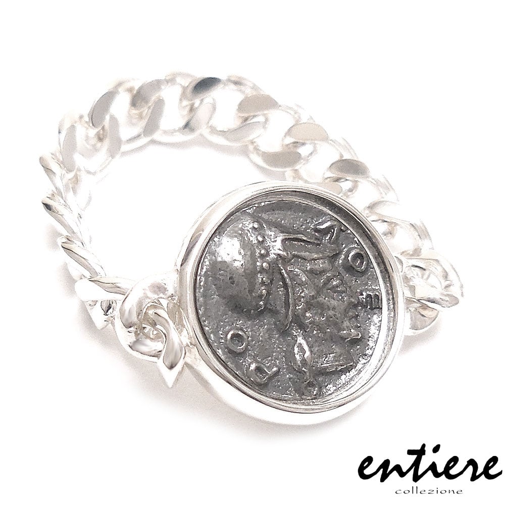 entiere アンティエーレ チェーンリング レディース アンティークコイン風 11号相当 シルバー925