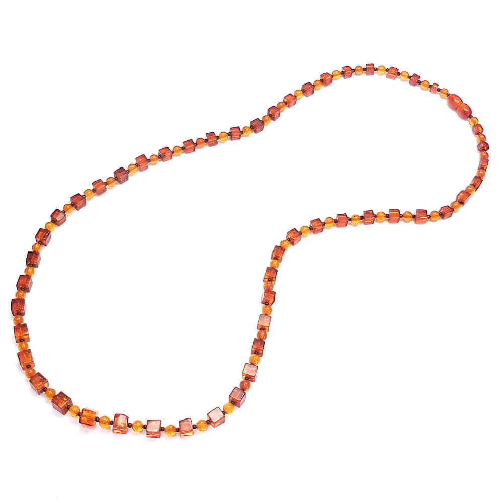 entiere アンティエーレ ロングネックレス アンバー 琥珀 濃いめ 70cm レディース