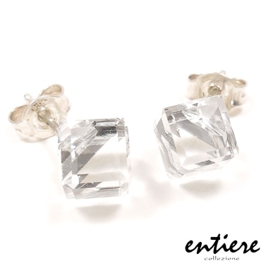 entiere アンティエーレ ピアス ガラスキューブ 両耳用 プチサイズ レディース シルバー925