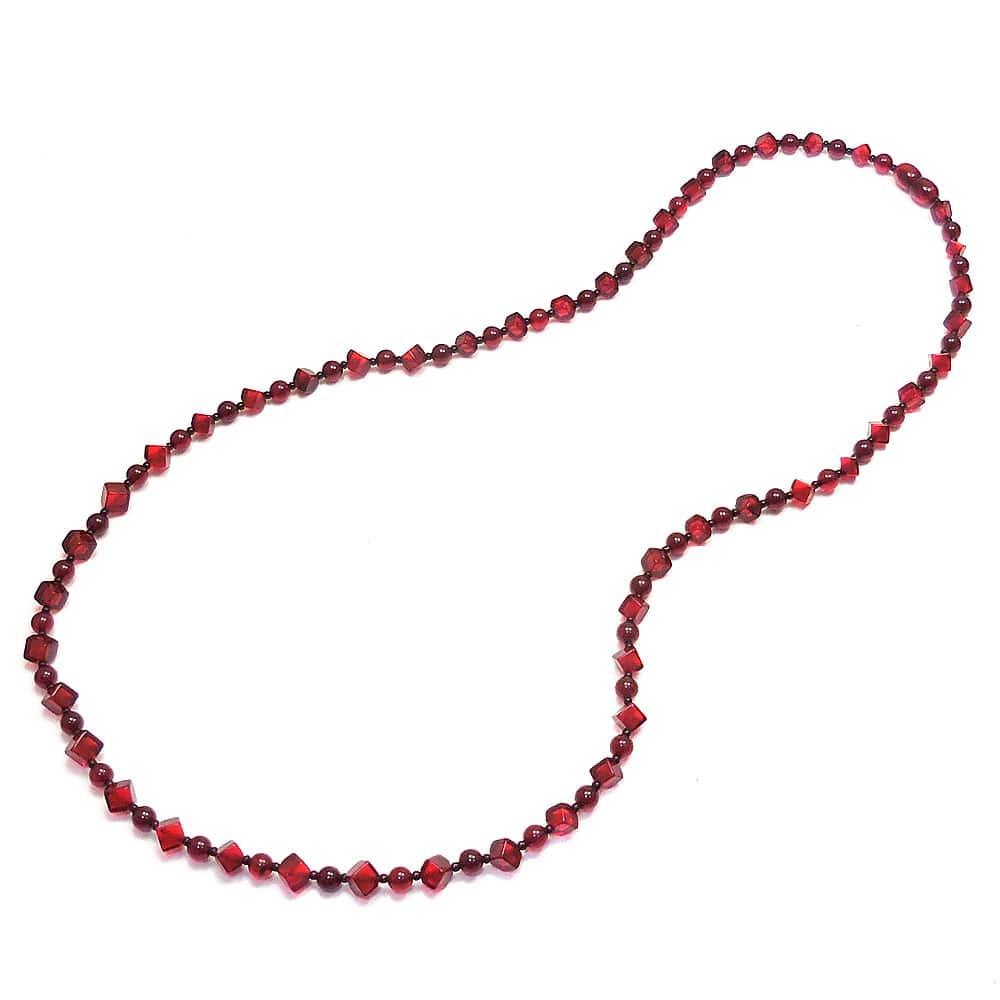 entiere アンティエーレ ロングネックレス 70cm アンバー 琥珀 レッド