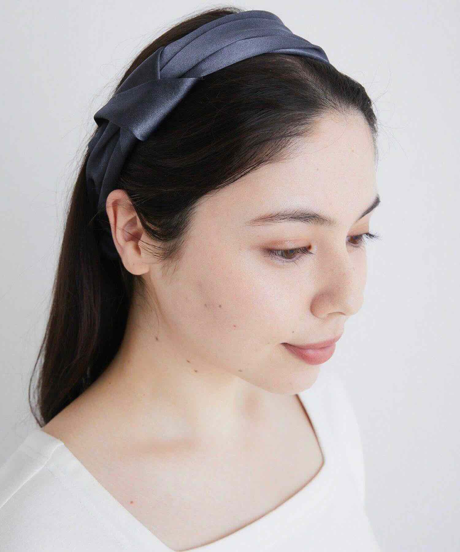 シルクヘアバンド チャコールグレー ミントグリーン