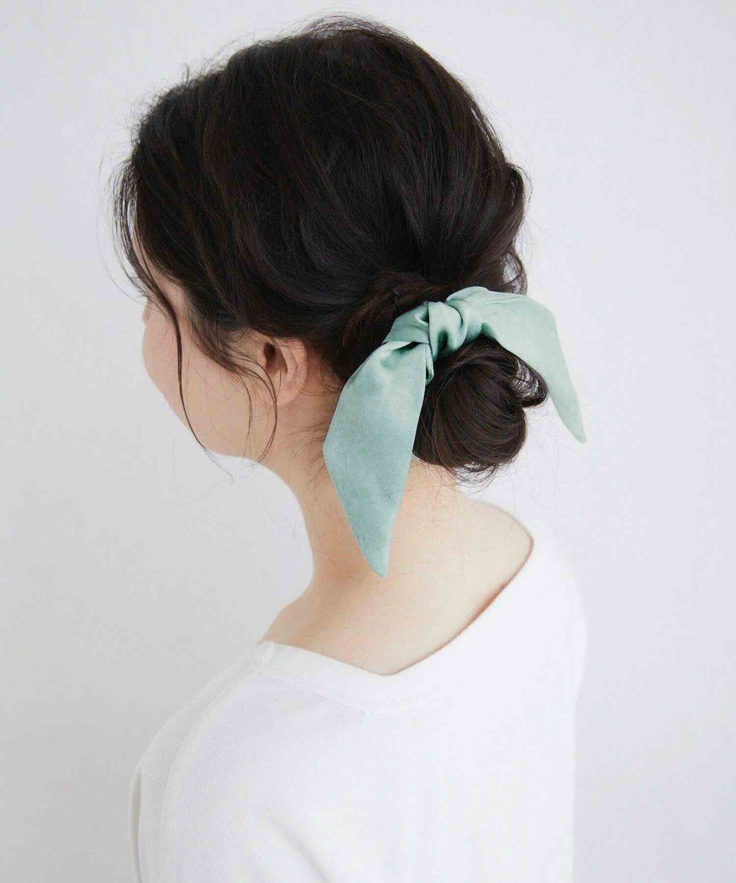 シルクリボンシュシュ 2WAYタイプ ミントグリーン ミントグリーン Free