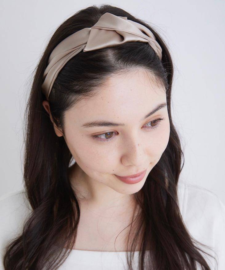 シルクヘアバンド ピンクベージュ ピンクベージュ