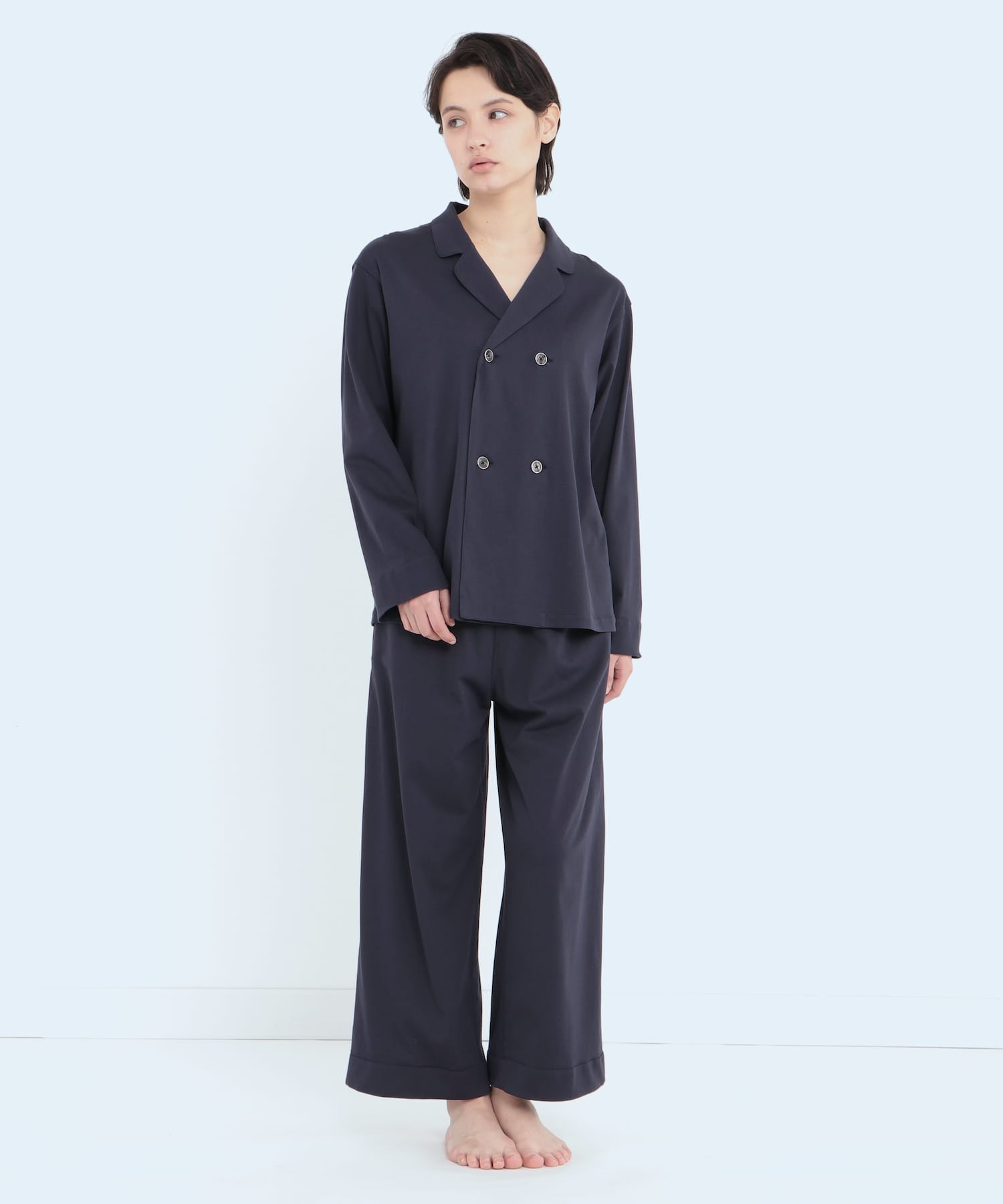 ロイヤル オーガニックコットン ダブルボタン ネイビー ネイビー LL