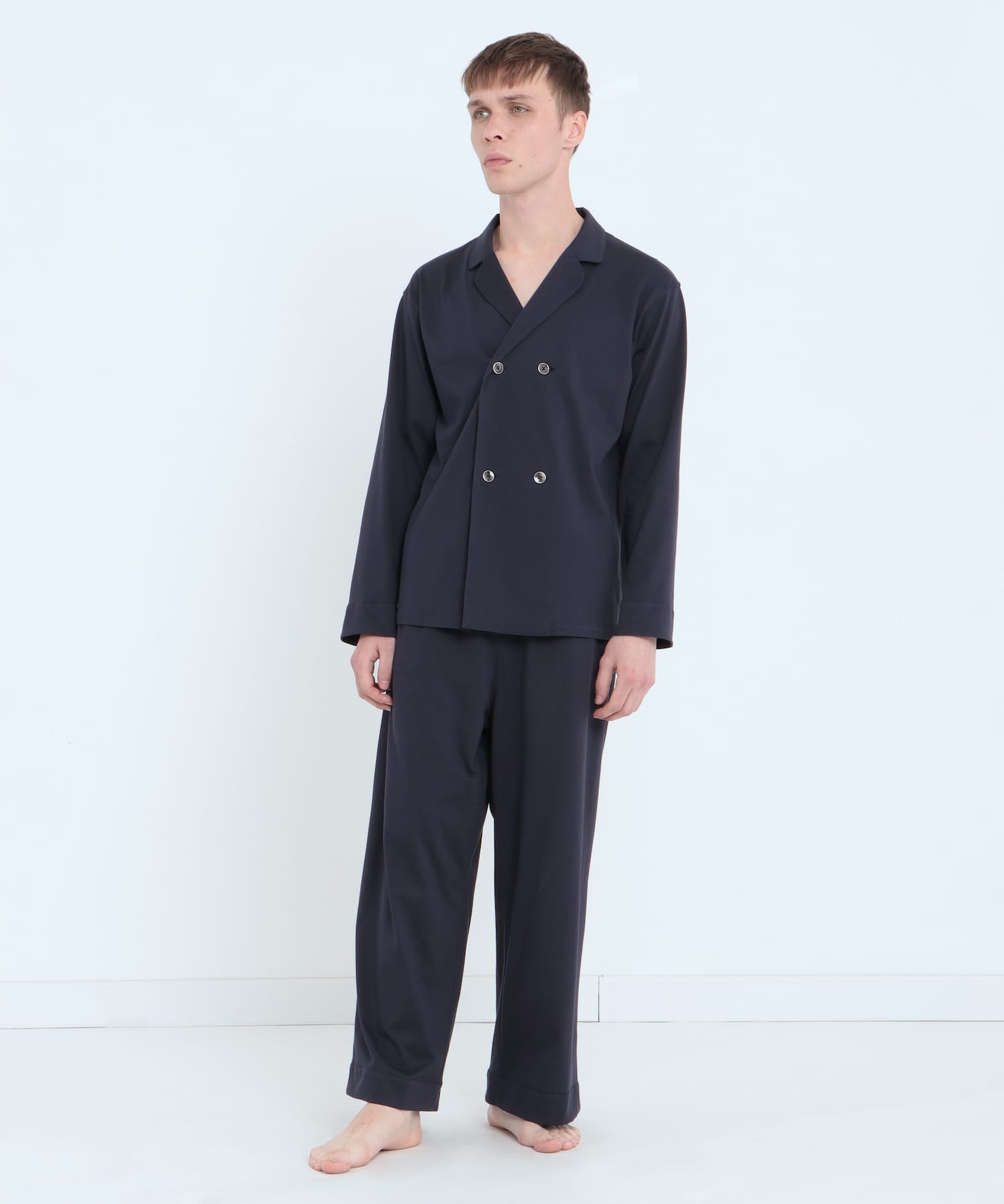 ロイヤル オーガニックコットン ダブルボタン ネイビー ネイビー S