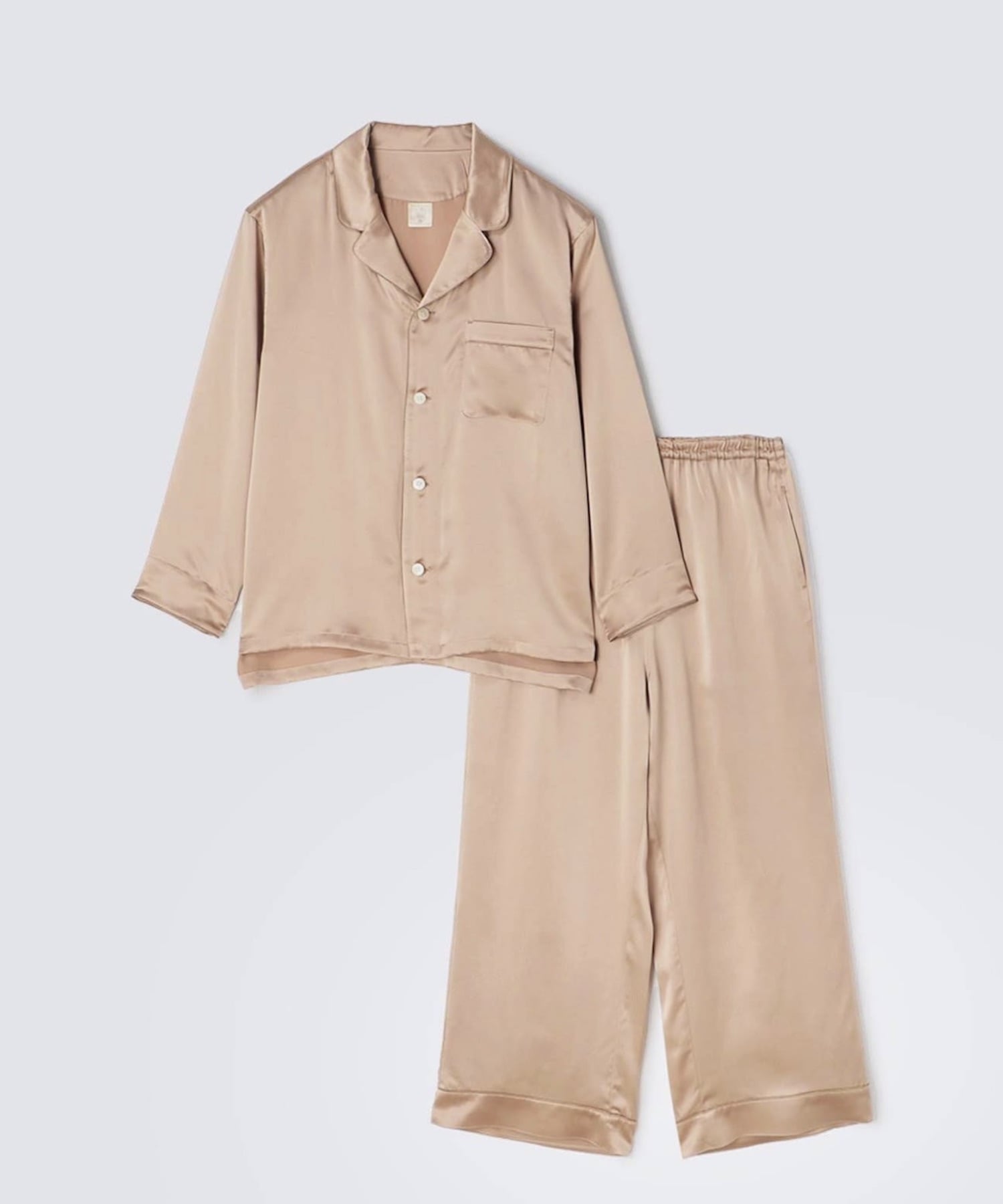 シルクパジャマ ピンクベージュ ピンクベージュ M