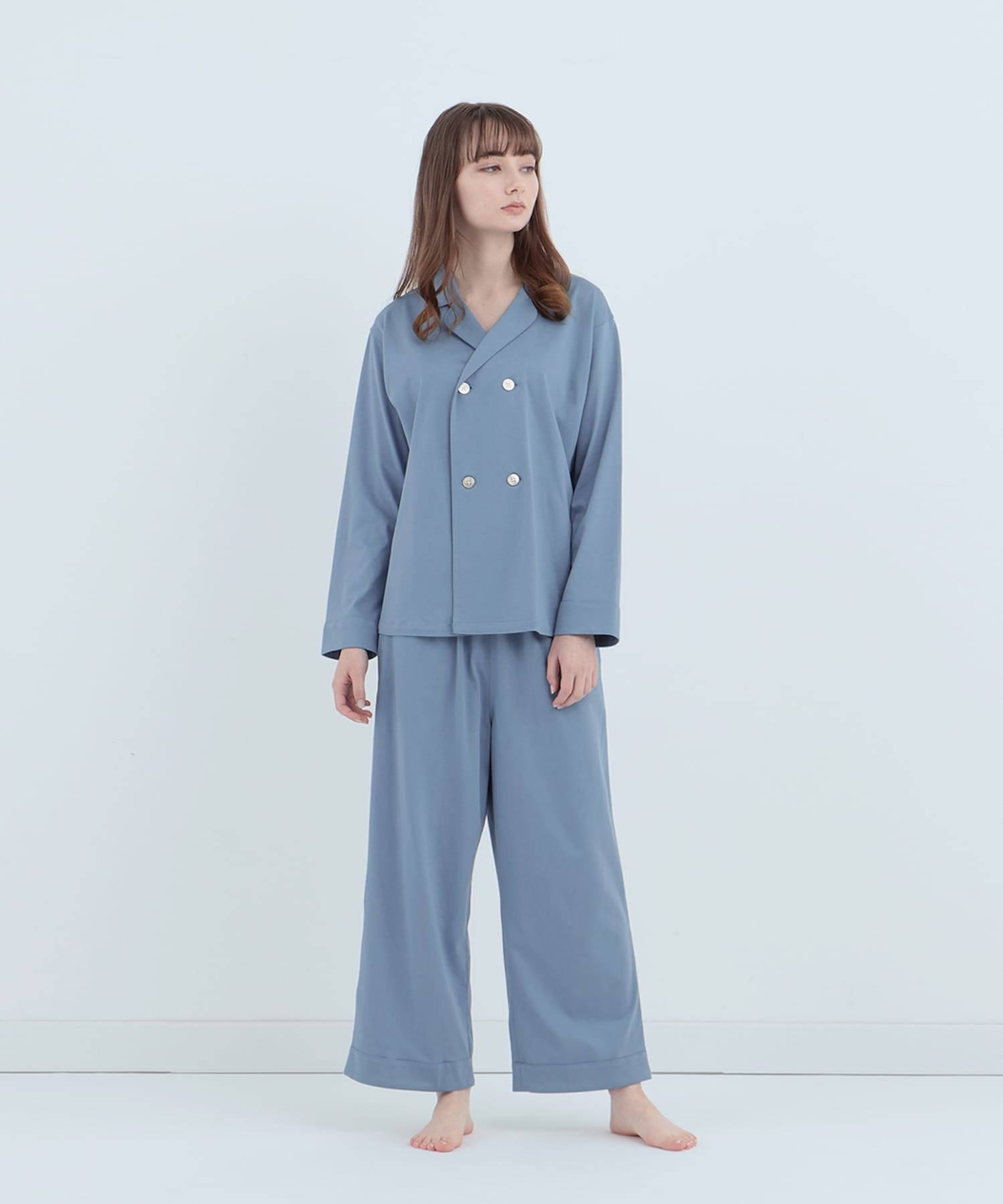 ロイヤル オーガニックコットン ダブルボタン コバルトブルー コバルトブルー LL