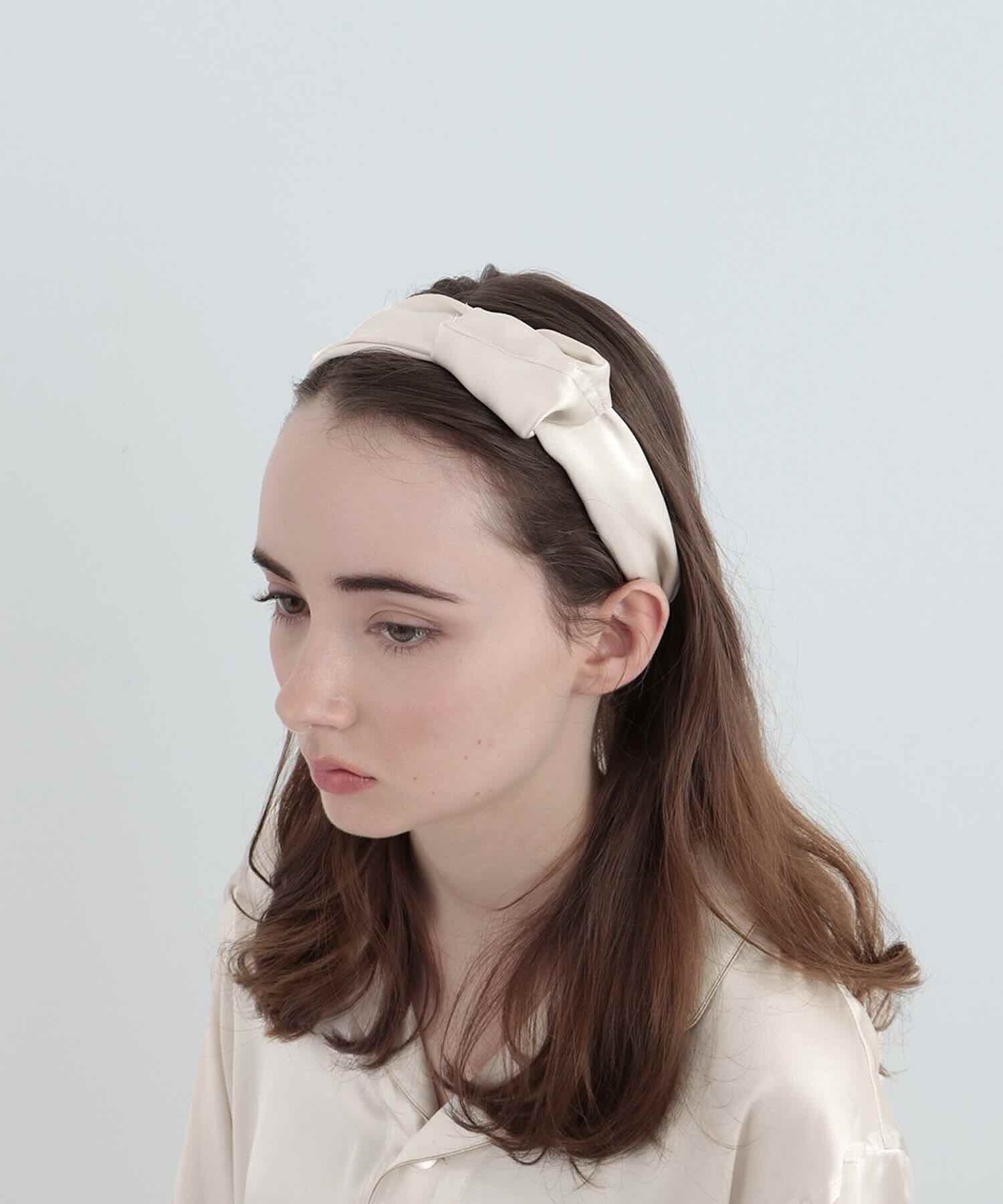 シルクヘアバンド パールホワイト パールホワイト