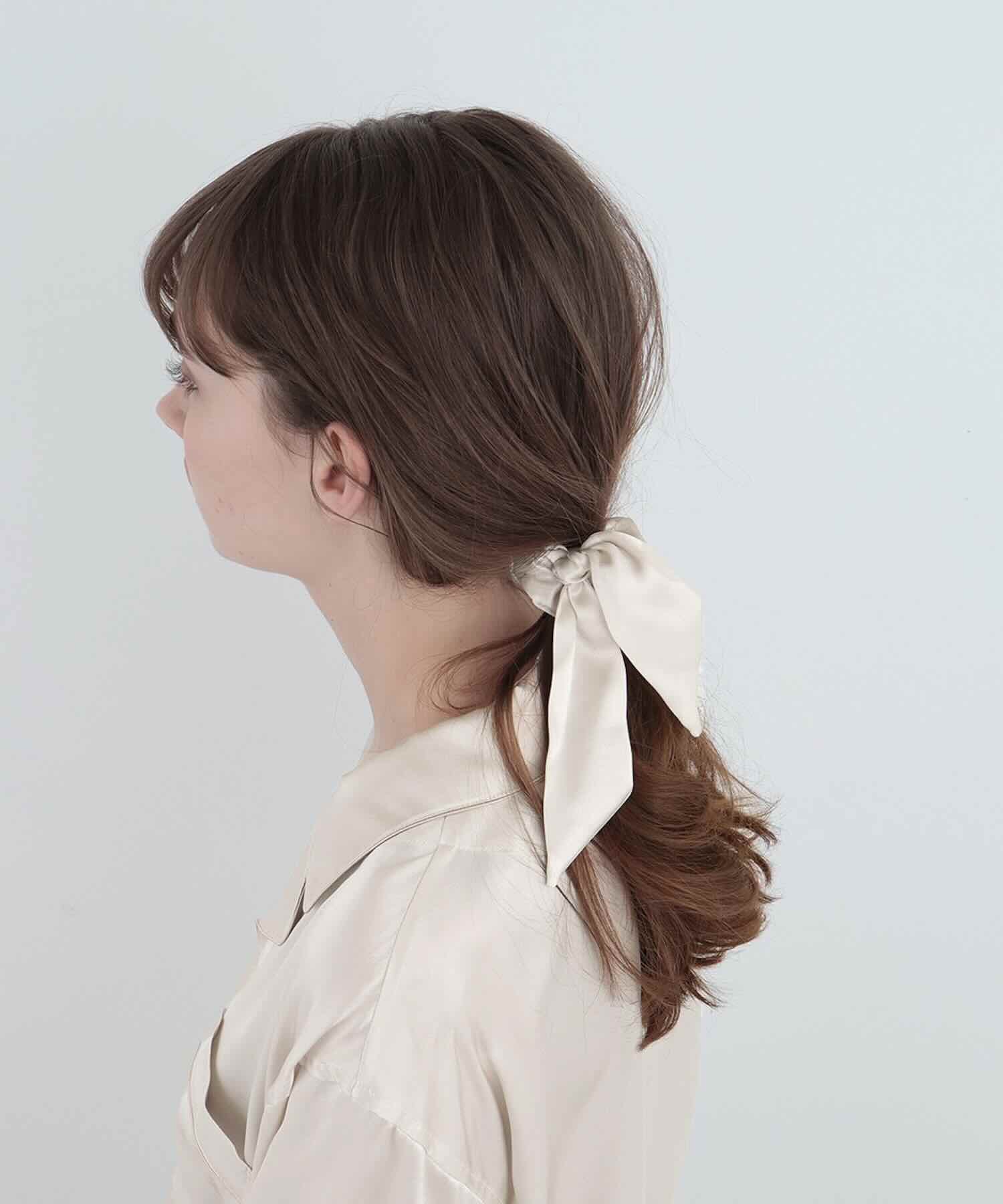 シルクリボンシュシュ 2WAYタイプ パールホワイト パールホワイト Free