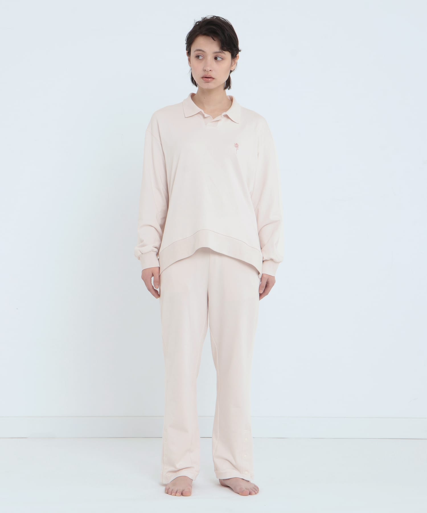 オーガニックコットン スウェットシャツ & スウェットパンツ ベージュ ベージュ L