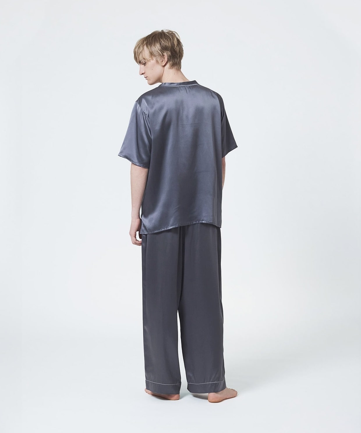 シルクサテンプルオーバー チャコールグレー チャコールグレー L