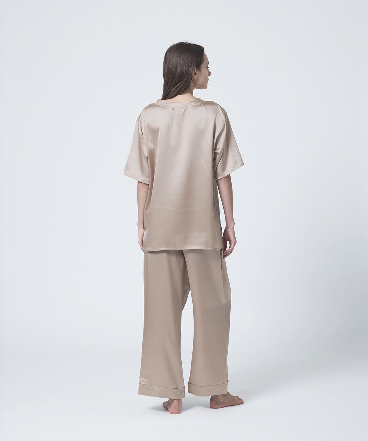 シルクサテンプルオーバー ピンクベージュ ピンクベージュ M