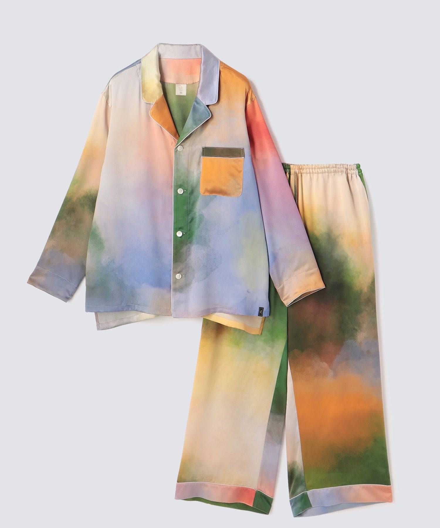 シド☆ ニャンマロ ルームウエア マオプロデュース ウォータカラー シルクパジャマ ミスティレイク(S ミスティ