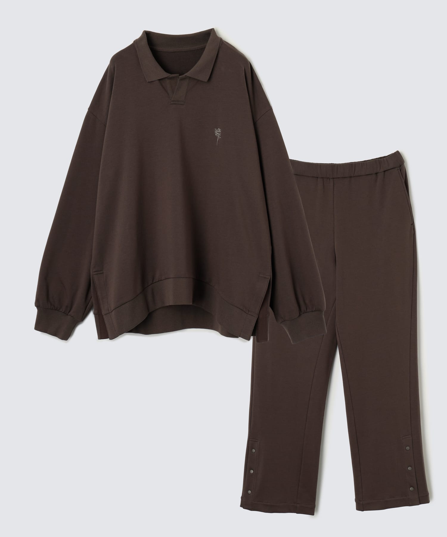 オーガニックコットン スウェットシャツ & スウェットパンツ チャコールブラウン チャコールブラウン S