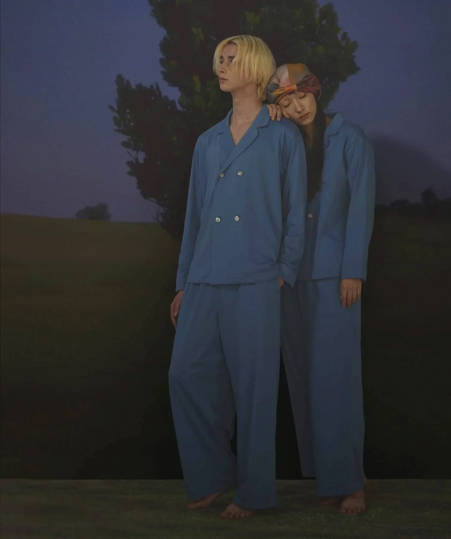 ロイヤル オーガニックコットン ダブルボタン コバルトブルー コバルトブルー L