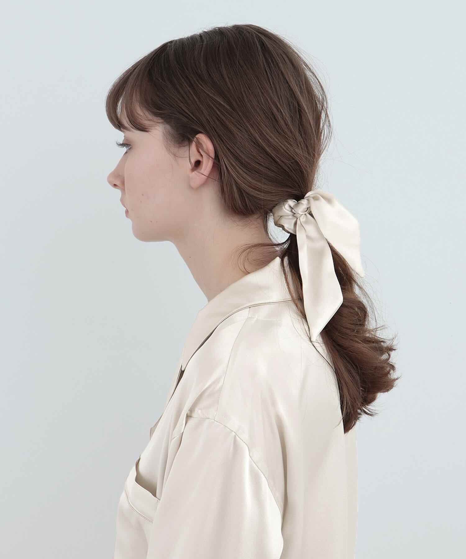 シルクリボンシュシュ 2WAYタイプ パールホワイト パールホワイト Free