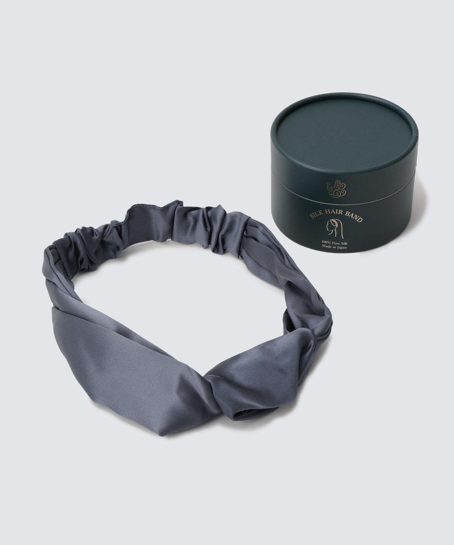 シルクヘアバンド チャコールグレー ミントグリーン