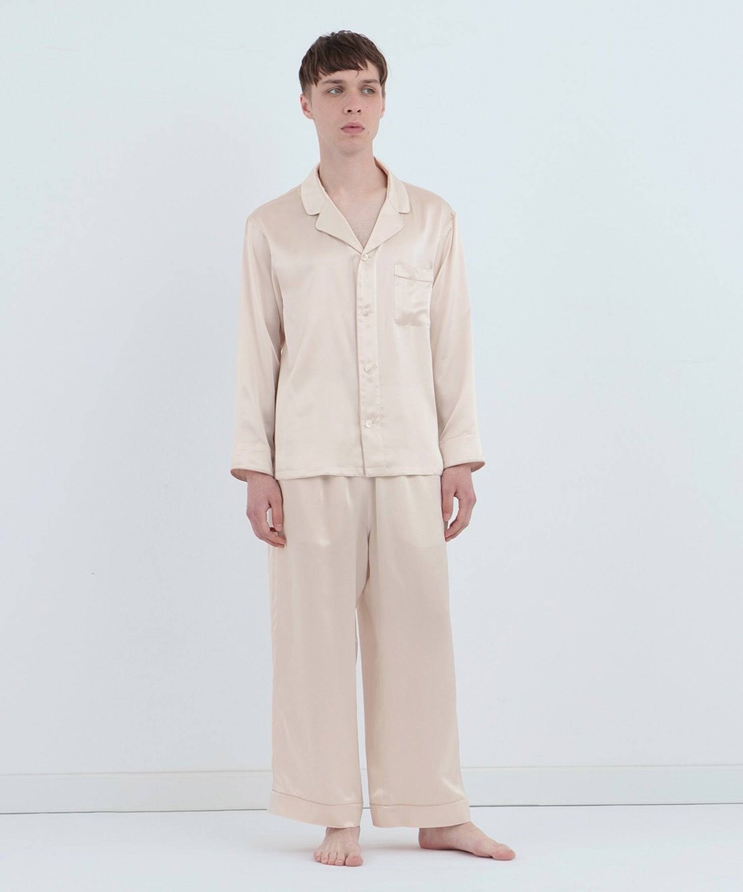 シルクパジャマ パールホワイト パールホワイト LL