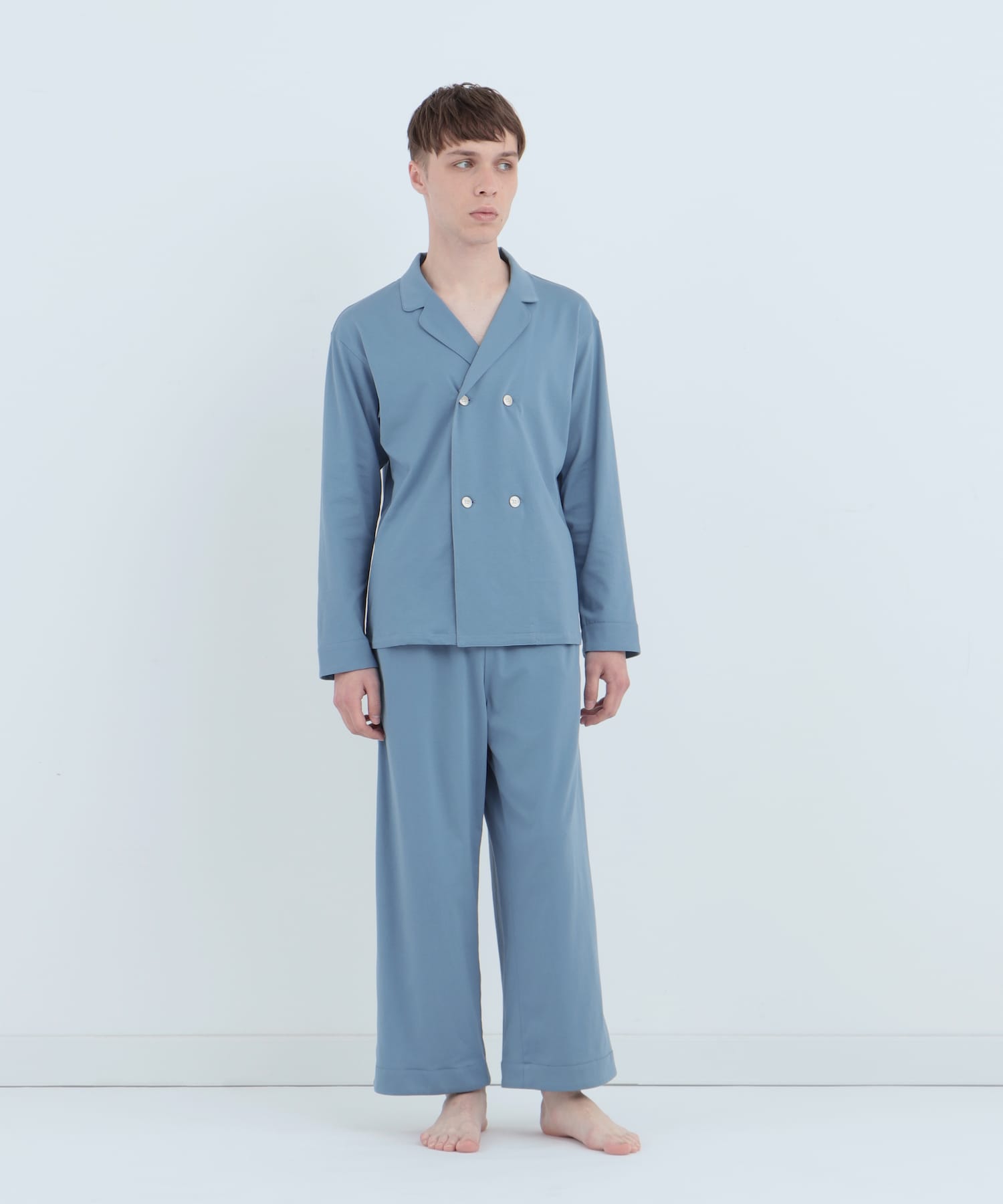 ロイヤル オーガニックコットン ダブルボタン コバルトブルー コバルトブルー LL