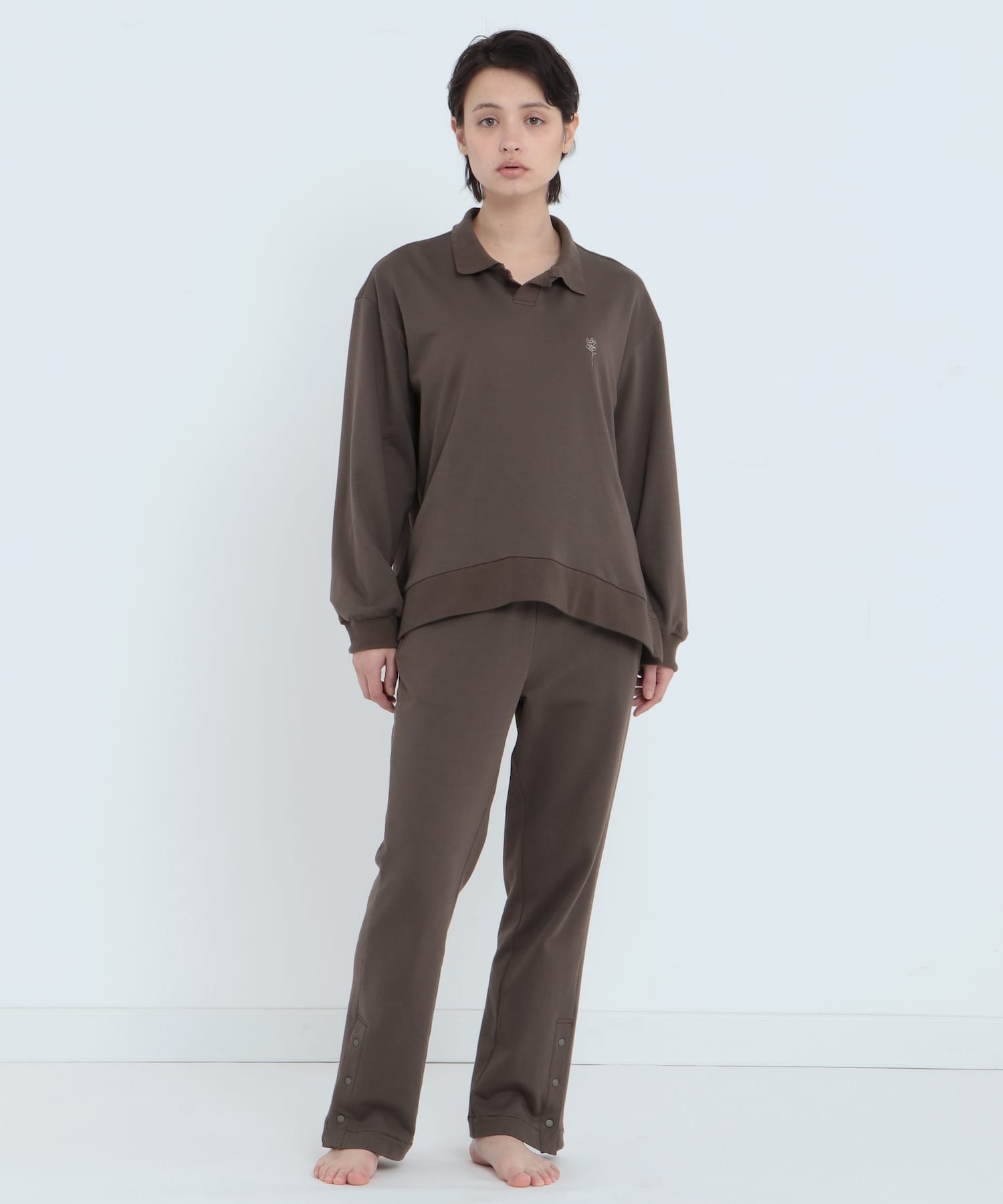 オーガニックコットン スウェットシャツ & スウェットパンツ チャコールブラウン チャコールブラウン S