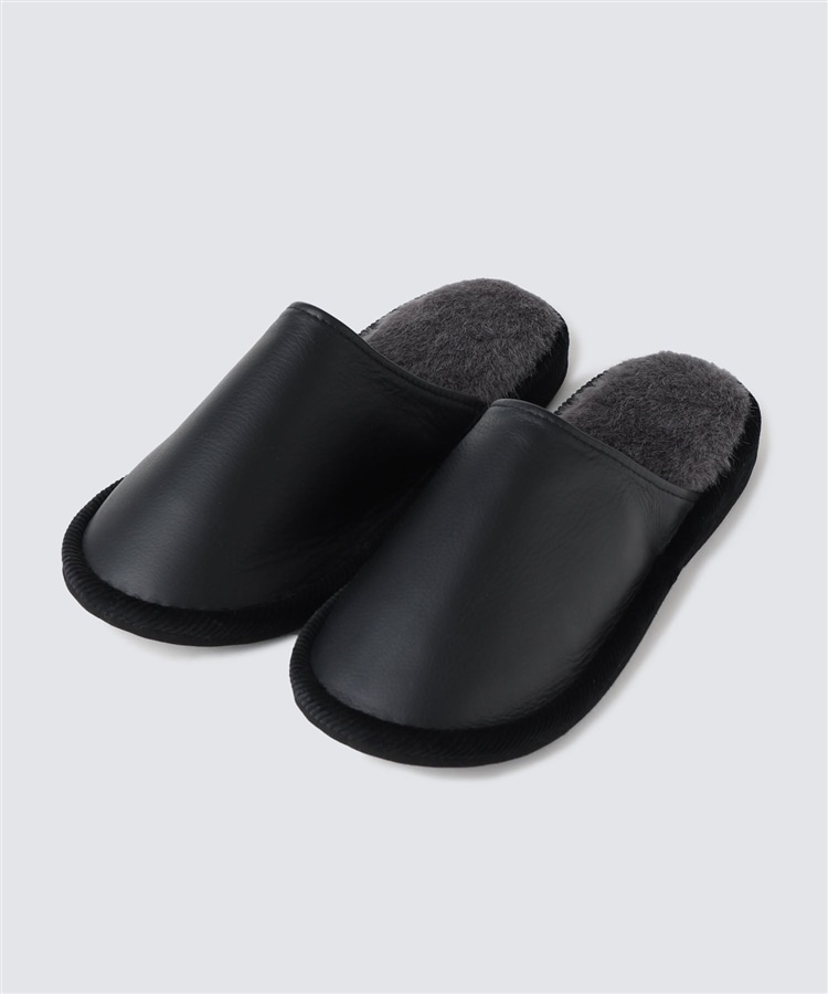 本革 ルームシューズ ブラック(24.5CM-26.5CM) ブラック 24.5CM-26.5CM