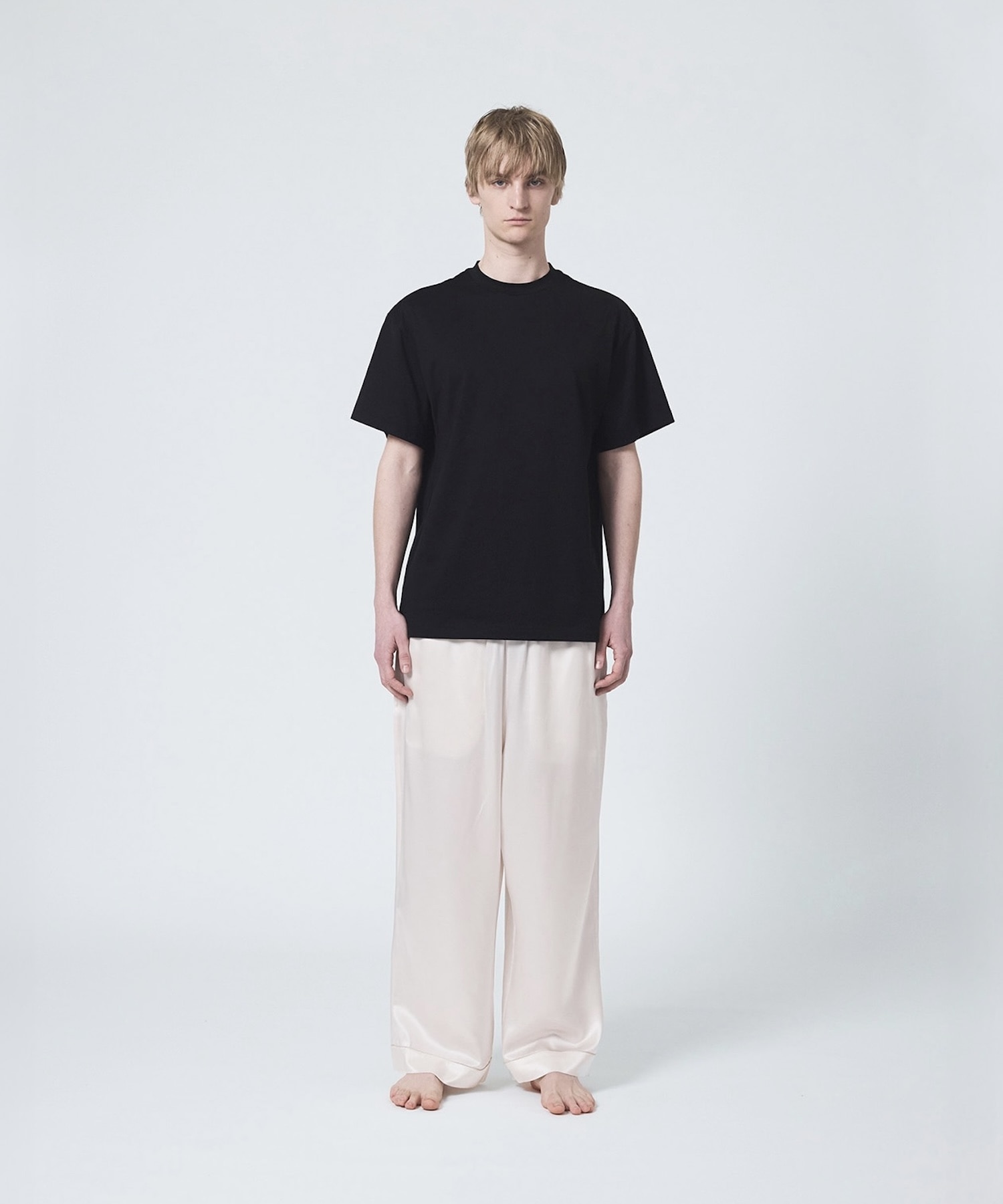 【メンズ】シルクコットンTシャツ ブラック ブラック M