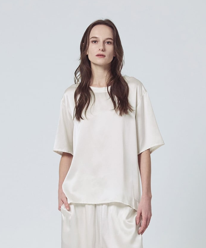 シルクサテンプルオーバー パールホワイト パールホワイト M