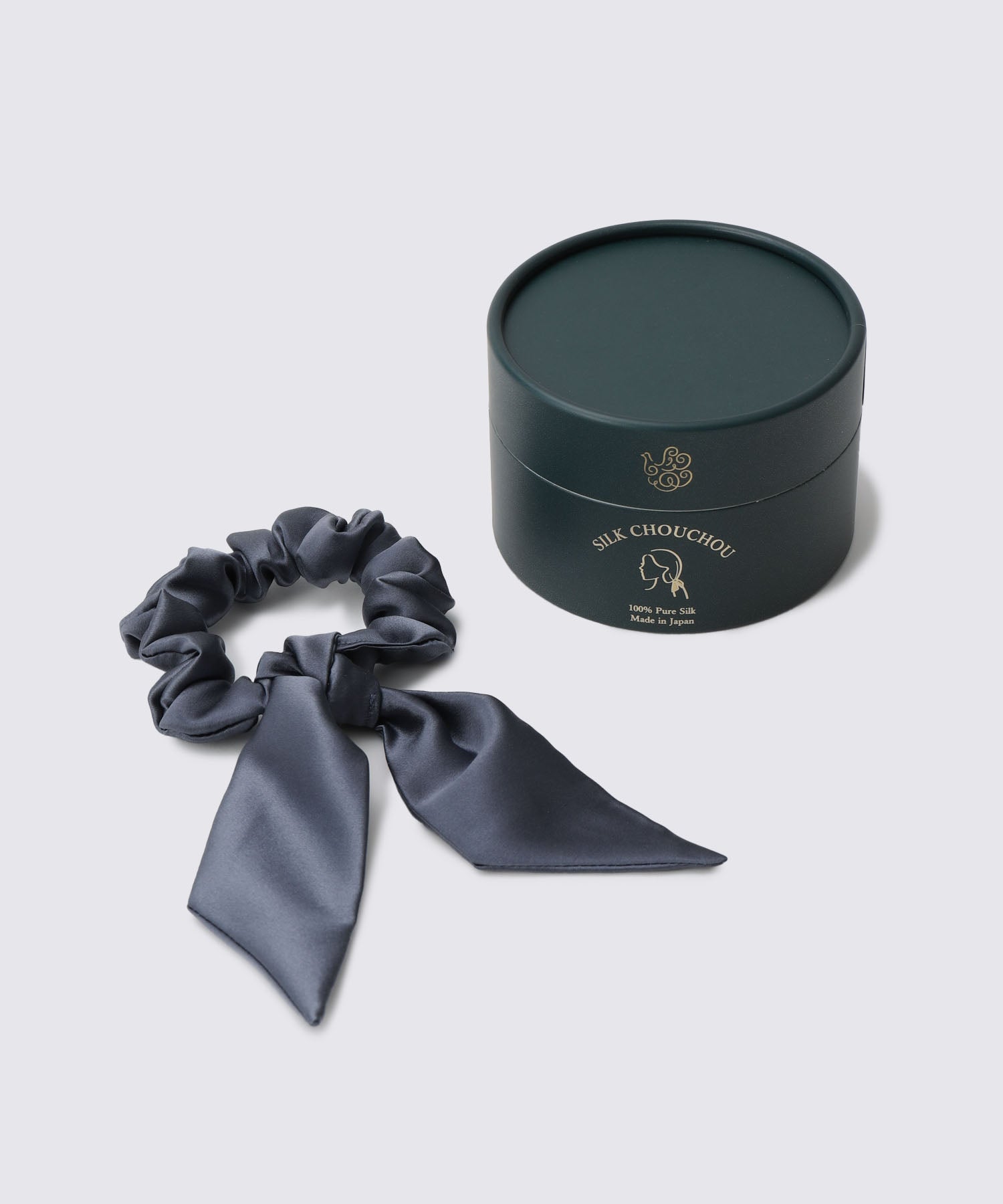 シルクリボンシュシュ 2WAYタイプ チャコールグレー