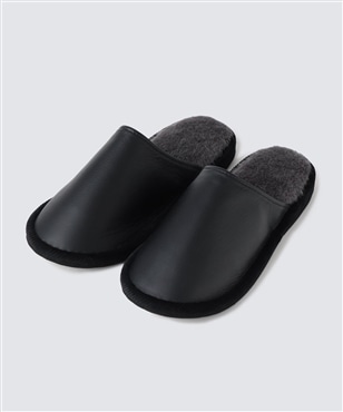 本革 ルームシューズ ブラック（24.5CM-26.5CM）