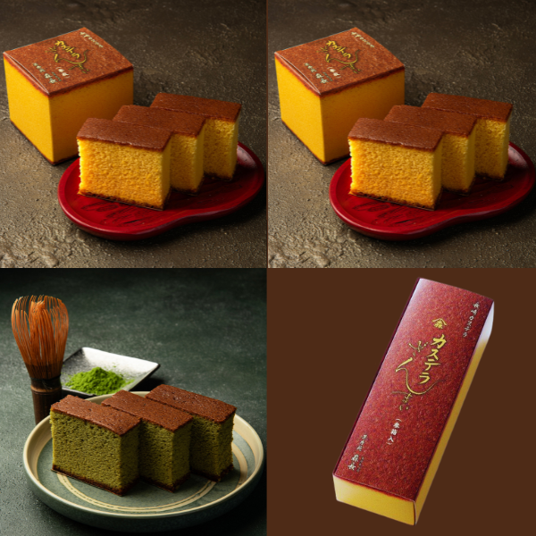 カステラざんまい三箱 定番と抹茶 各3枚入