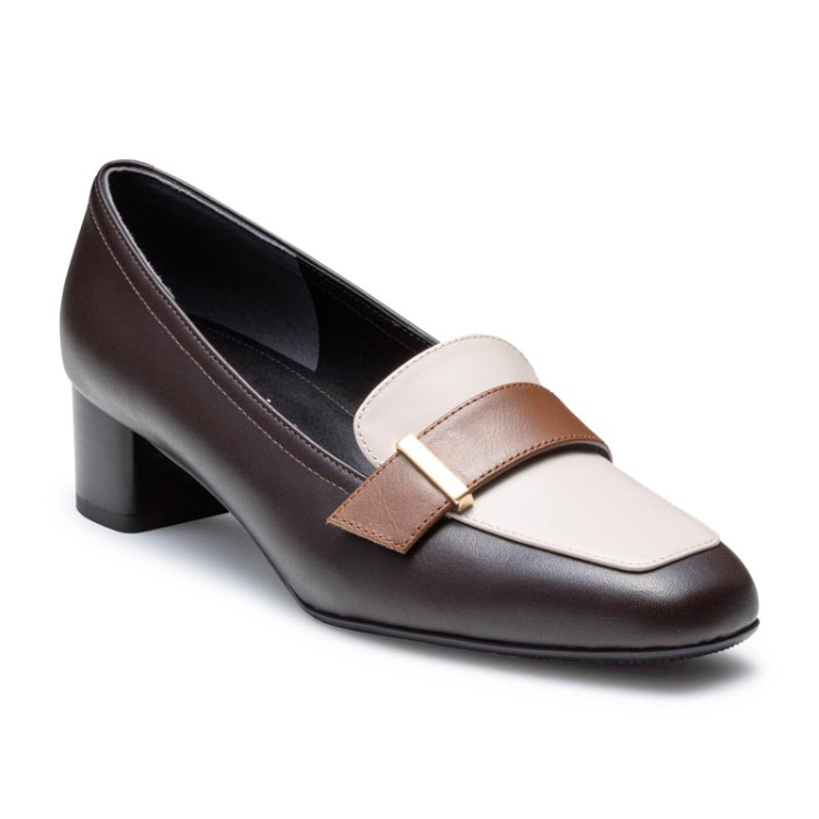 REGAL F57R 晴雨兼用ヒールローファー ダークブラウンアイボリー リーガル パンプス ダークブラウンアイボリー 22.5cm