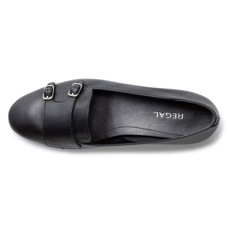 REGAL F56R ダブルモンクフラットシューズ ブラック リーガル フラットシューズ ブラック 22.5cm