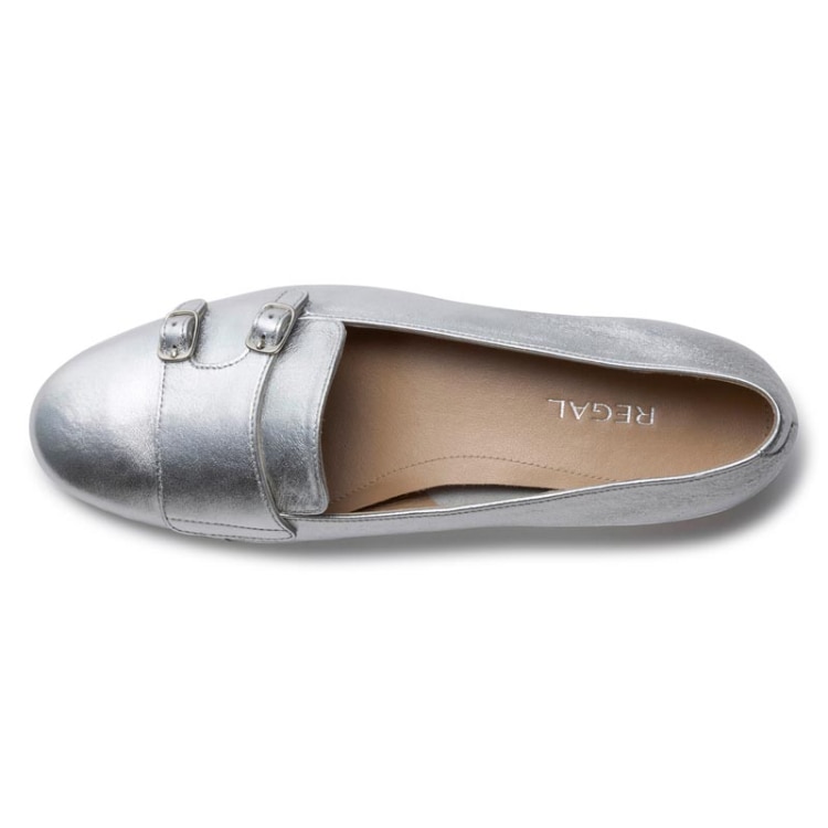 REGAL F56R ダブルモンクフラットシューズ シルバー リーガル フラットシューズ シルバー 22.5cm
