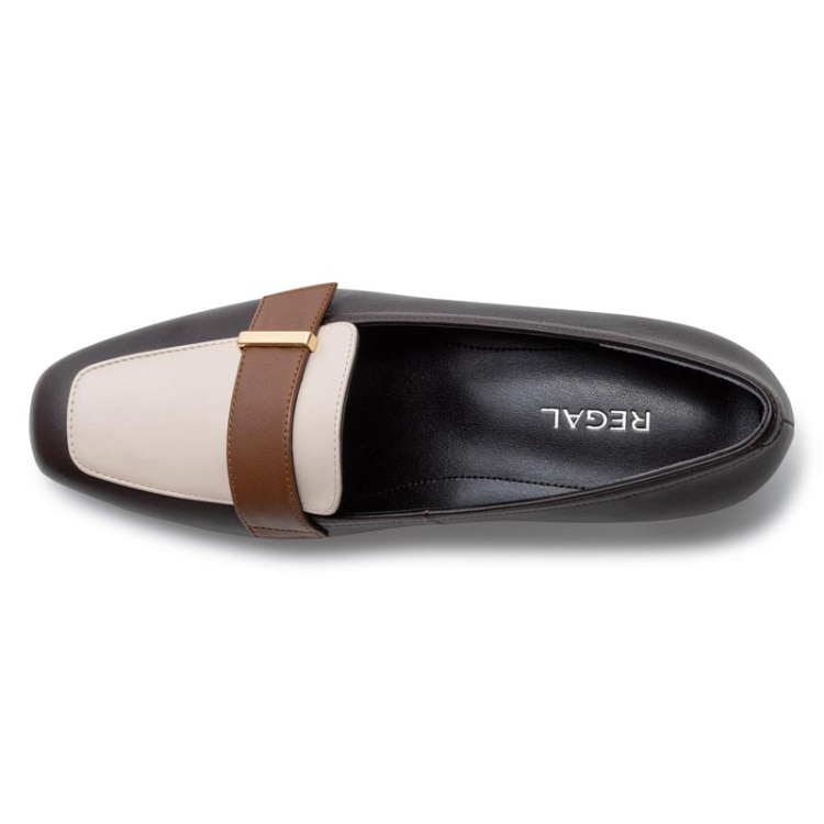 REGAL F57R 晴雨兼用ヒールローファー ダークブラウンアイボリー リーガル パンプス ダークブラウンアイボリー 22.5cm